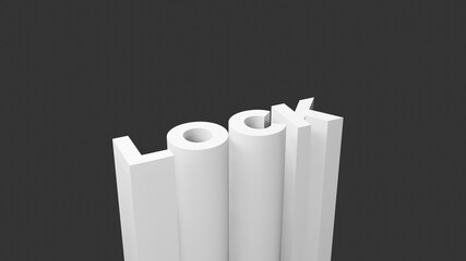 Poster - Lock text background in monochrome theme. 3D illustration in dark background with copy space