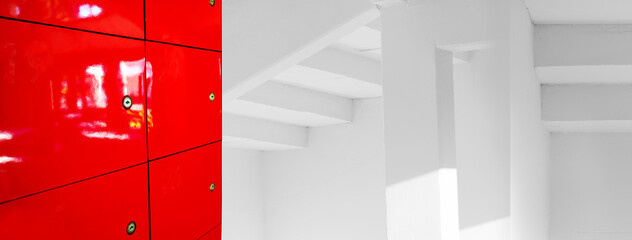 modern red and white architecture wall banner background