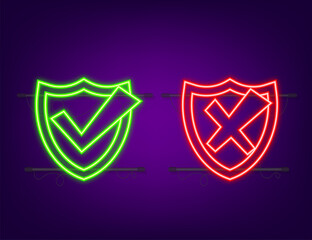 Wall Mural - Approved and rejected label sticker neon icon. Vector stock illustration