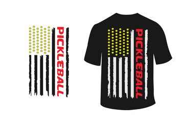 Wall Mural - Pickleball USA Flag T Shirt Design