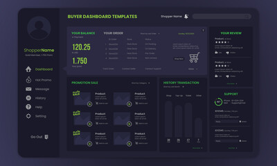 Wall Mural - buyer online shop dashboard dark mode template