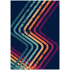 Retro vintage 70s style stripes background poster lines. Retro lines 70s.
