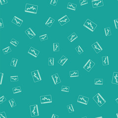  Green Graph, schedule, chart, diagram, infographic, pie graph icon isolated seamless pattern on green background. Vector