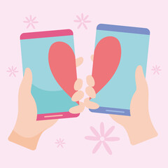 Fototapete - hands with cellphones