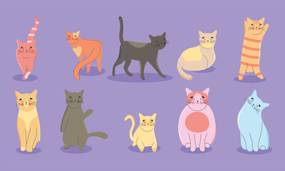 Wall Mural - adorable cats set