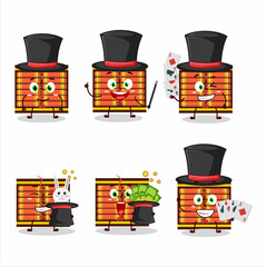 Canvas Print - A red firecracker string Magician cartoon character perform on a stage