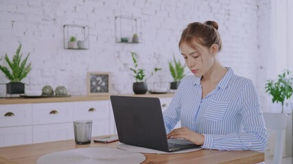 Poster - female works at home using computer