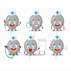 Poster - Doctor profession emoticon with grey balloons cartoon character