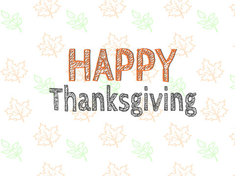 Hand drawn Happy Thanksgiving typography poster. Celebration text with berries and leaves for postcard, icon or badge. Vector calligraphy lettering holiday quote