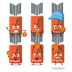 Sticker - Talented firework cartoon character as a basketball athlete