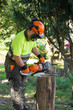 © tetxu - lumberjack or forestry worker working with chainsaw
