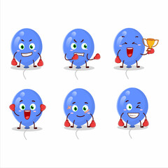 Poster - A sporty blue balloons boxing athlete cartoon mascot design