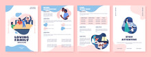 Loving Family Flat Vector Brochure Template. Parents And Children. Flyer, Booklet, Printable Leaflet Design With Flat Illustrations. Magazine Page, Cartoon Reports, Infographic Posters With Text Space