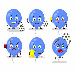 Wall Mural - Blue balloons cartoon character working as a Football referee