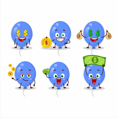 Canvas Print - Blue balloons cartoon character with cute emoticon bring money