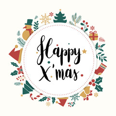 Wall Mural - Happy Xmas greeting badge vector