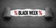 Black paper work with black week and black friday with red percent sign