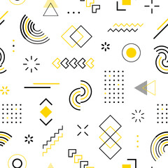 Poster - memphis seamless pattern. abstract check geometric shape. repeated mark graphic element. scattered g