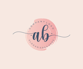 Initial AB feminine logo. Usable for Nature, Salon, Spa, Cosmetic and Beauty Logos. Flat Vector Logo Design Template Element.