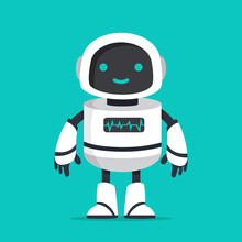Flat White Ai Robot Character Vector
