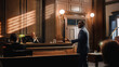 © Gorodenkoff - Court of Law, Trial in Session: Portrait of Charismatic Male Public Defender Making Touching, Passionate Speech to Judge and Jury. Attorney Lawyer Protecting Client, Presenting Case for Justice.