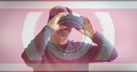 Poster - Animation of scope scanning and data processing over man wearing vr headset