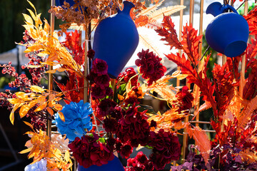 Wall Mural - Autumn bouquets on a flower market.