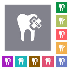 Poster - Dental care square flat icons