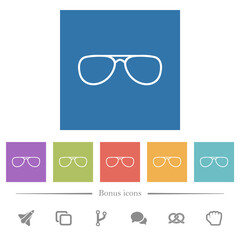 Sticker - Glasses flat white icons in square backgrounds