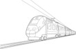 Vector high-speed train in motion. White background. Children Coloring Book Pages.