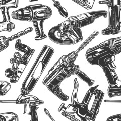 Poster - Manual worker tools seamless pattern