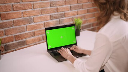 Poster - details female works on computer