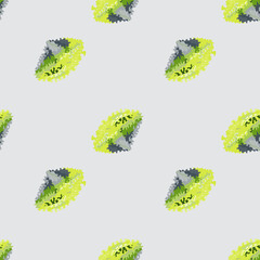 Seamless pattern lola rosa salad on light gray background. Abstract ornament with lettuce.