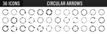 Set Of Circle Arrows. Vector Elements. Black Loading Symbol.