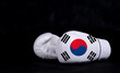 Boxing glove with South Korea flag on black background