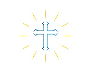 Sticker - Simple religion cross symbol with shinning shine