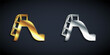 © Iryna - Gold and silver Slide playground icon isolated on black background. Childrens slide. Long shadow style. Vector