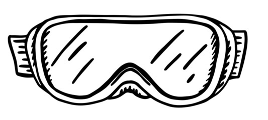 Vector illustration of goggles for alpine skiing and snowboarding. hand drawing. Sketch, sketch, doodle style