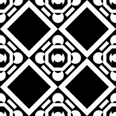 Poster - Ornamental black rhombs pattern. Seamless vector tiles.