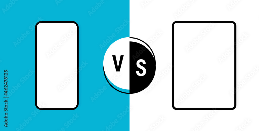 Vs Comparison Comparison of two different devices. Smartphone vs tablet. VS ...