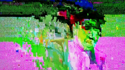 TV Static Noise Glitch Distortion Effect - Digital Video signal on modern LCD TV during live transmission 