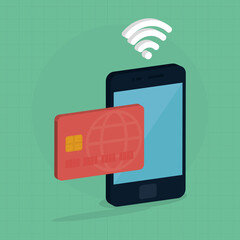 Fototapete - wireless illustration with smartphone