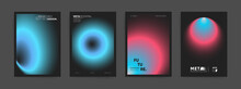 Set Of Poster Covers With Color Soft Circle Gradient Background. Trendy Modern A4 Vertical Design. Minimal Templates For Posters, Covers, Placard, Presentation, Flyers, Banners. Futuristic Neon Vector