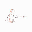 Labrador dog silhouette logo on white background