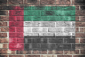 United Arab Emirates flag on a brick wall background