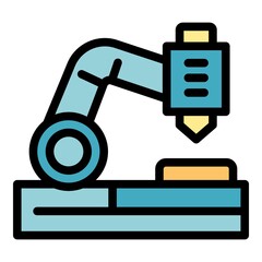 Poster - Cutter lathe icon. Outline cutter lathe vector icon color flat isolated