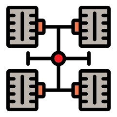 Poster - tire fitting icon. outline tire fitting vector icon color flat isolated