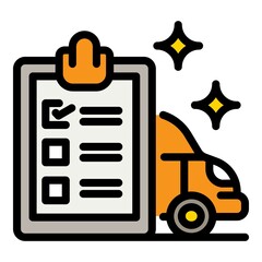 Poster - Car repair checklist icon. Outline car repair checklist vector icon color flat isolated