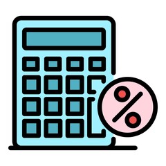 Poster - Percent calculator icon. Outline percent calculator vector icon color flat isolated