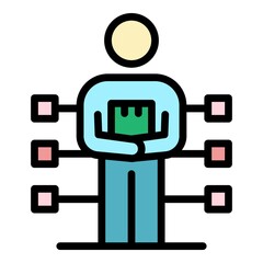 Poster - Multitasking man icon. Outline multitasking man vector icon color flat isolated